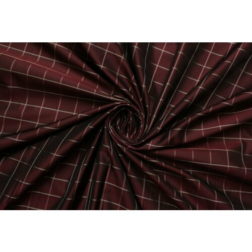 Ткань подкладочная Zegna в ёлочку чёрно-вишнёвая с клетчатым узором, ш136см, 0,5 м