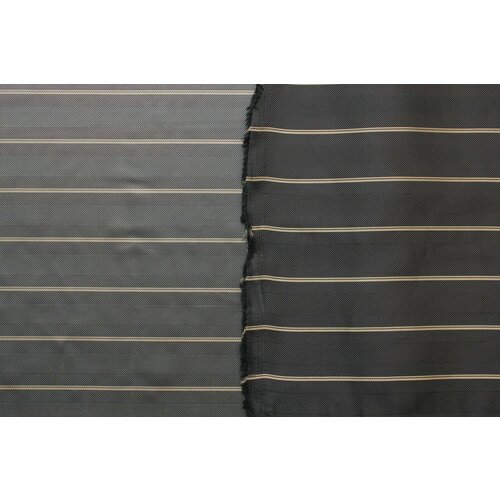 Ткань подкладочная Zegna в ёлочку серо-чёрная с бежевыми полосками, ш136см, 0,5 м