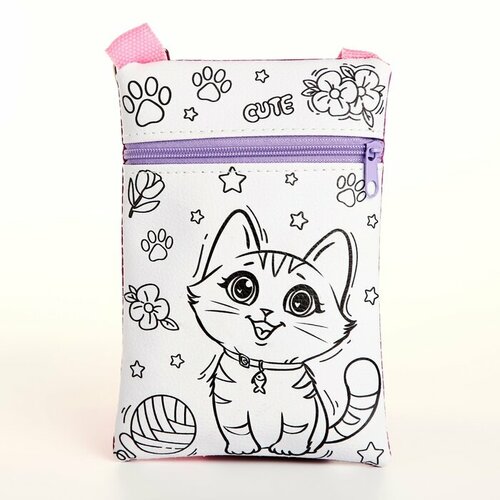 NAZAMOK KIDS Сумка детская для девочки под раскраски Котик с клубком 16х11см 420₽