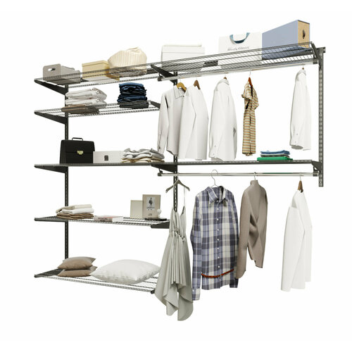 Гардеробная система хранения Титан-GS Универсальная гардеробная облегченная 2х1200 2400 черная 450 19212₽