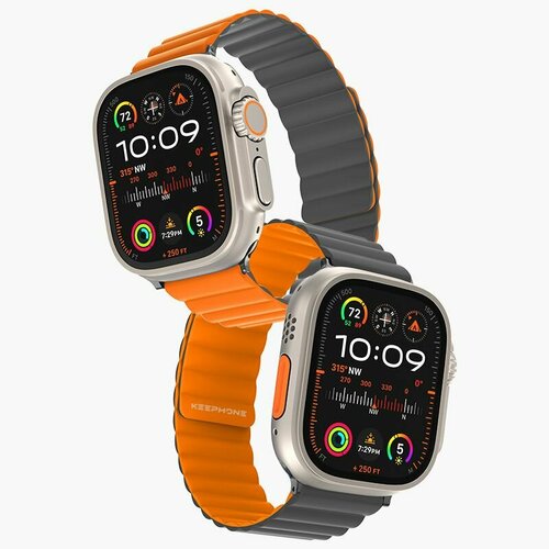 Ремешок для iWatch 49454442 mm Keephone iBands Silicone Magnetic Snap Силиконовый ремешок для iWatch Оранжево-серый 2800₽