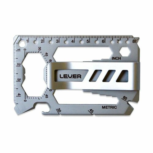 Карточка-мультитул с 40 инструментами и зажимом для денег Lever Gear Toolcard Pro (серебристый)