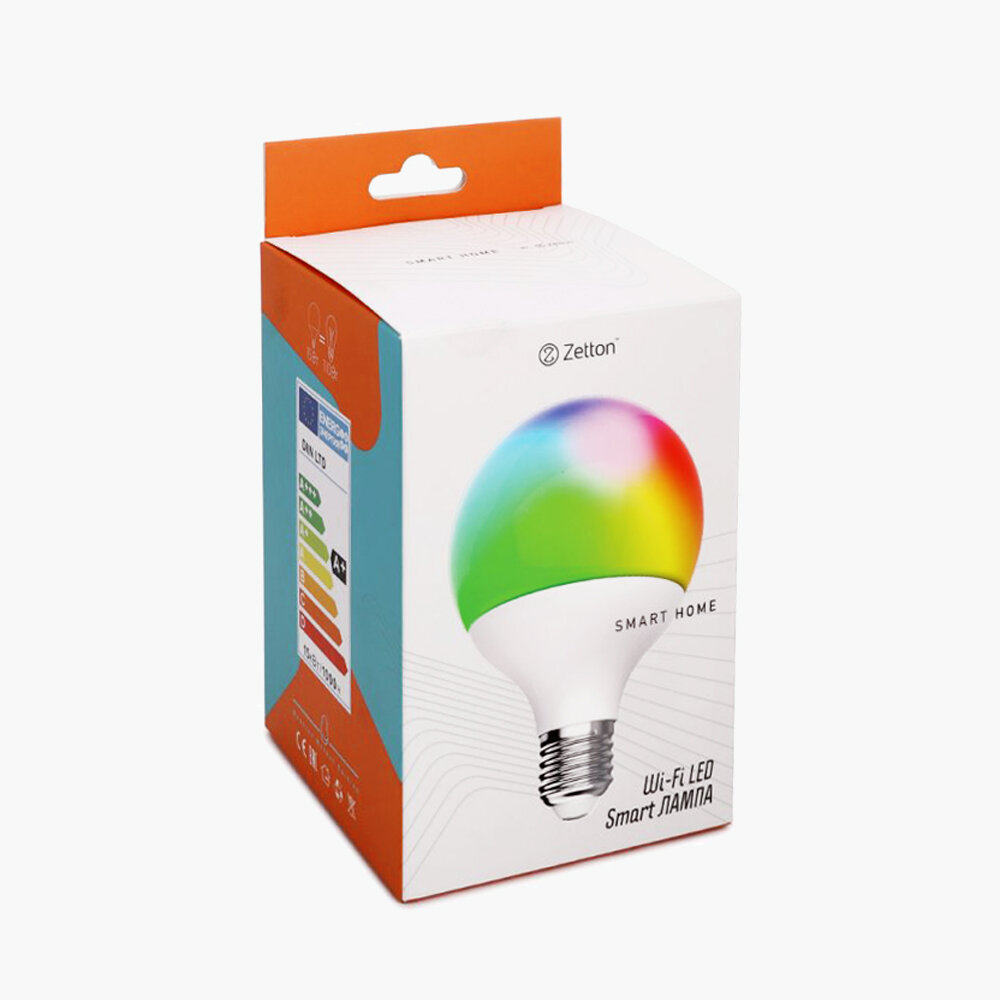 Умная лампа Zetton LED RGBCW Smart Wi-Fi Bulb G80 E27 10Вт ZTSHLBRGBCWE271RU (коробка)