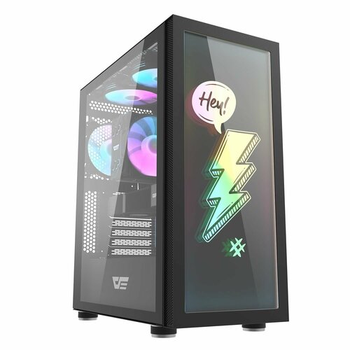 Компьютерный корпус DarkFlash DK210 GRAFFITI, ATX, 3.5'HDD*2, 2.5'SSD*2, черный