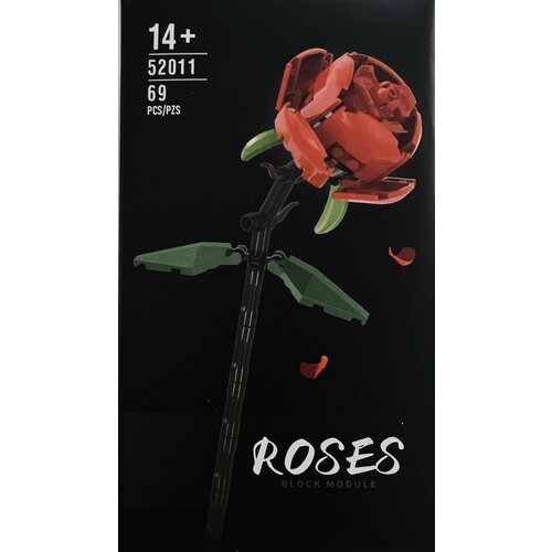 Конструктор Roses Красная роза, 69 деталей