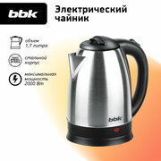 Чайник электрический BBK EK1763S нержавеющая сталь/черный, объем 1.7 л, мощность 1800-2000 Вт