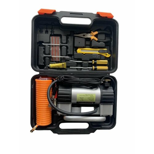 Автомобильный компрессор 2- х цилиндровый с инструментами