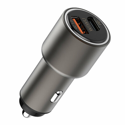 Автомобильное зарядное устройство WiWU Car Charger PC100 Grey автомобильное зарядное устройство автозарядка lab c dual quick car charger розовое золото