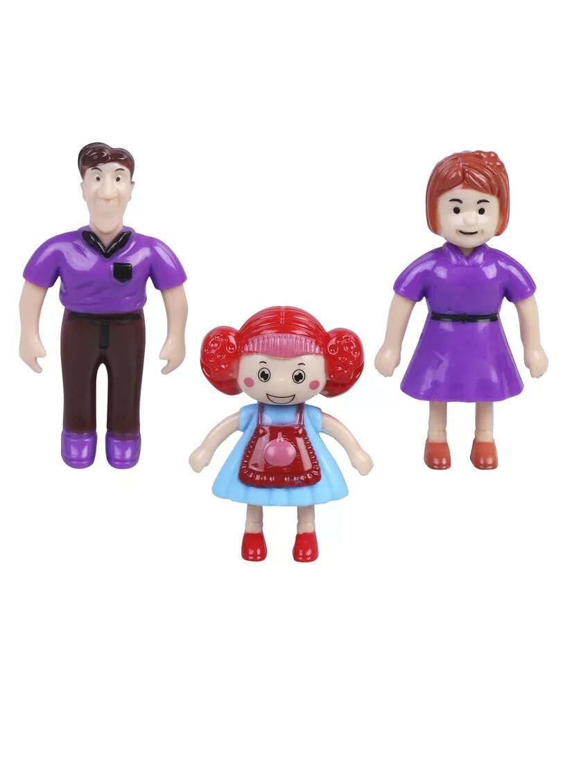 Домик для кукол мини с 3 фигурками папы, мамы и девочки 21868 в ассортименте