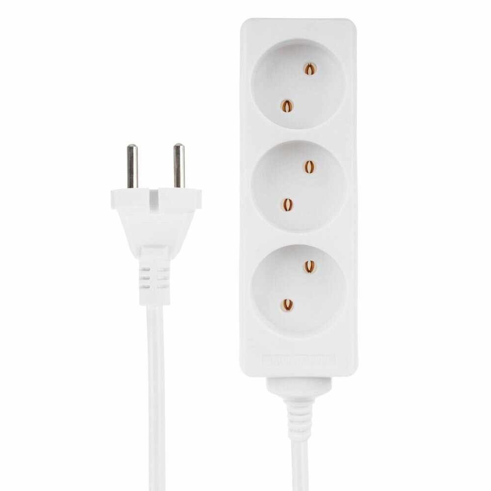 фото Удлинитель 3 гнезда FORZA 0,75 кв. мм, 2 м, евророзетка, 6A, 1500Вт