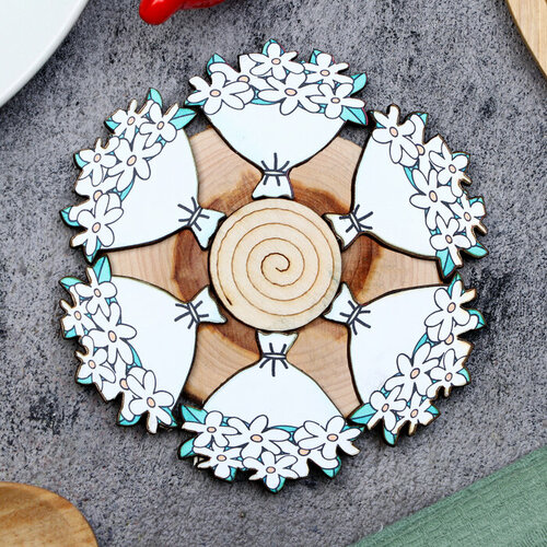 Подставка под горячее Букет ромашек D12 см можжевельник 617₽