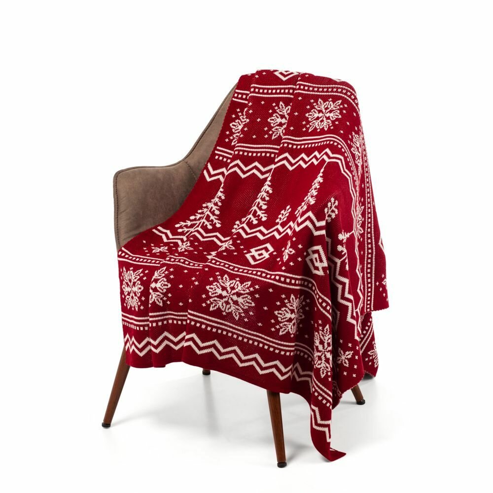 Плед Elnik, красным с молочно-белым, 110x160 см, teplo