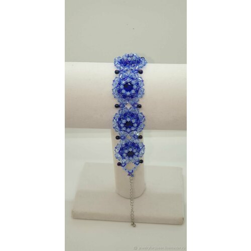 Браслет, Swarovski Zirconia, 1 шт., размер M, голубой, бирюзовый