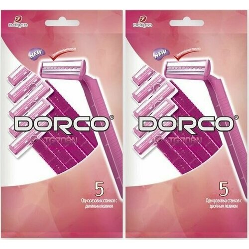 DORCO женский бритвенный станок 2 лезвия, увлажняющая полоска, 5шт/уп, 2 шт многоразовый бритвенный станок dorco tg ii plus разноцветный 1 шт