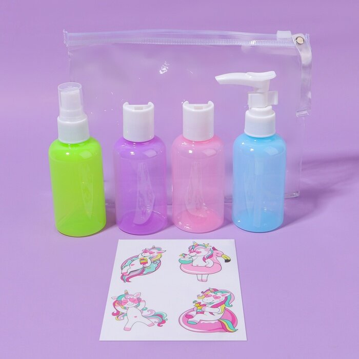 фото Набор для хранения, в чехле, 4 предмета, 75 мл, разноцветный