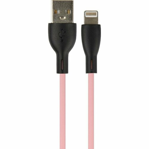 Perfeo кабели Кабель USB A вилка - Lightning вилка, 2.4A, розовый, силикон, длина 1 м, SILICON I4336