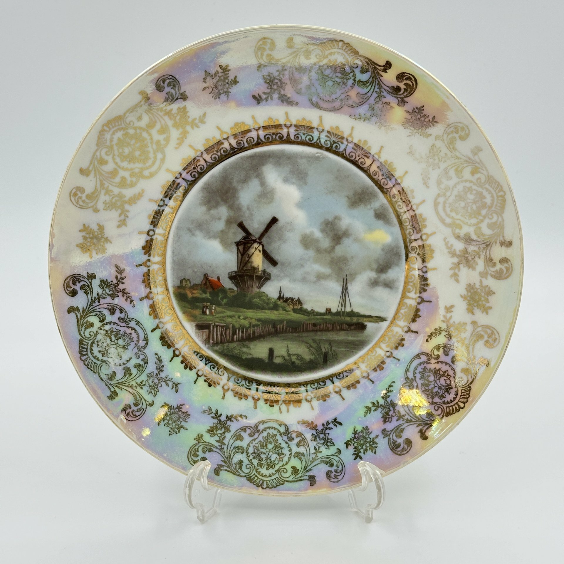 Настенная тарелка с изображением мельницы, студия декора "Porzellanmalerei Erich Parbus"