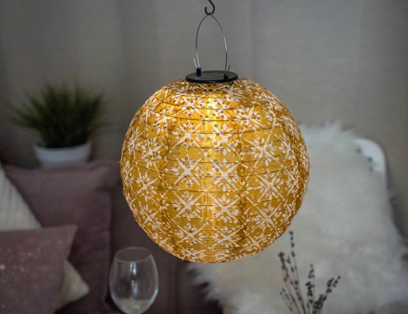 фото Подвесной светильник Solar астериск на солнечной батарее, жёлтый, 30 см, Koopman International AF5000580-2