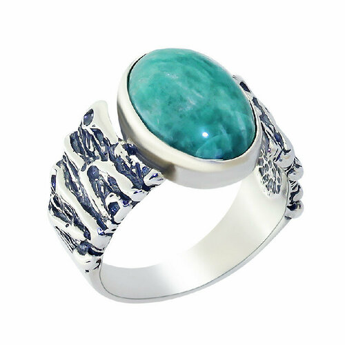 Кольцо Циркон С, серебро, 925 проба, родирование, амазонит, размер 18.5, золотой