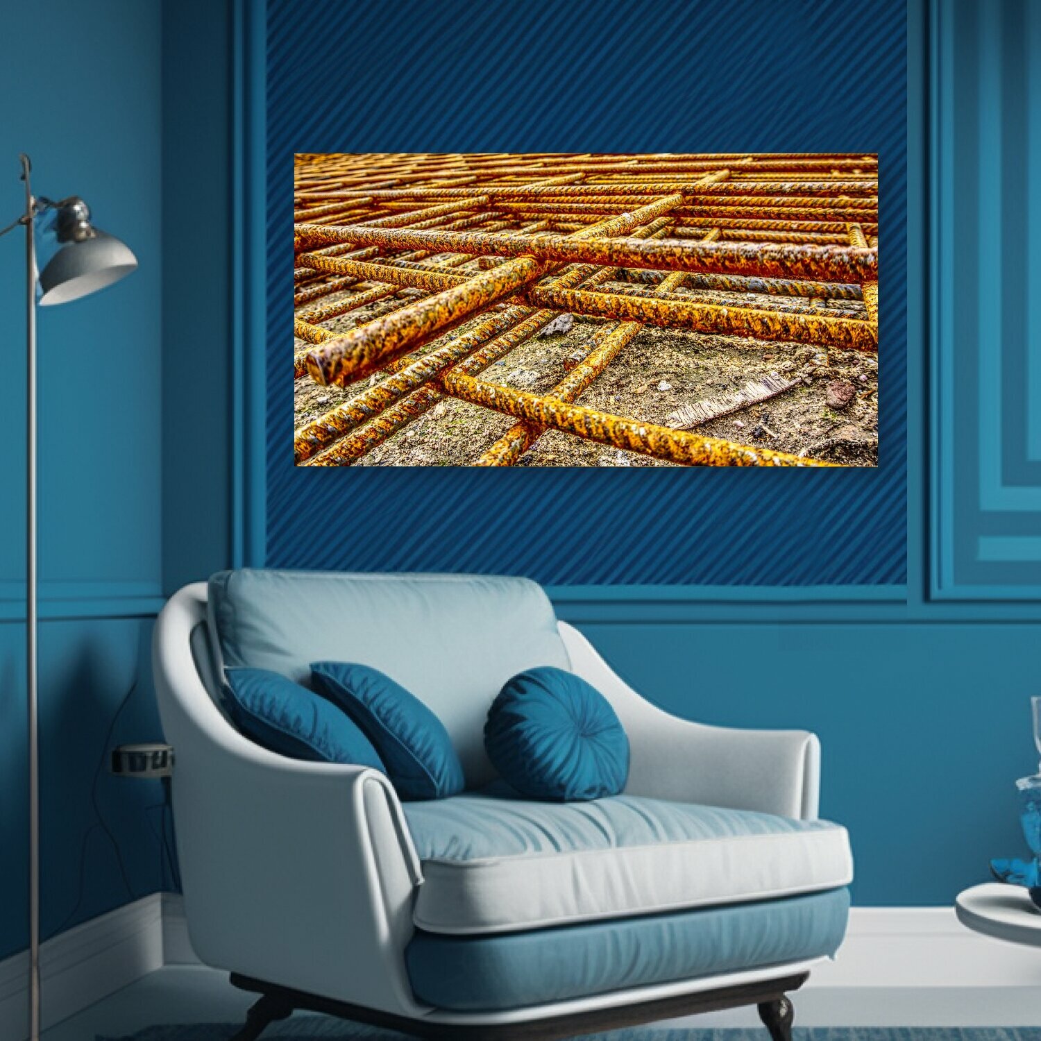 Картина на холсте "Перила железа, сетка, мат" на подрамнике 75х40 см. для интерьера