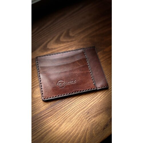 Портмоне Dyakov leather goods автодок, фактура гладкая, коричневый