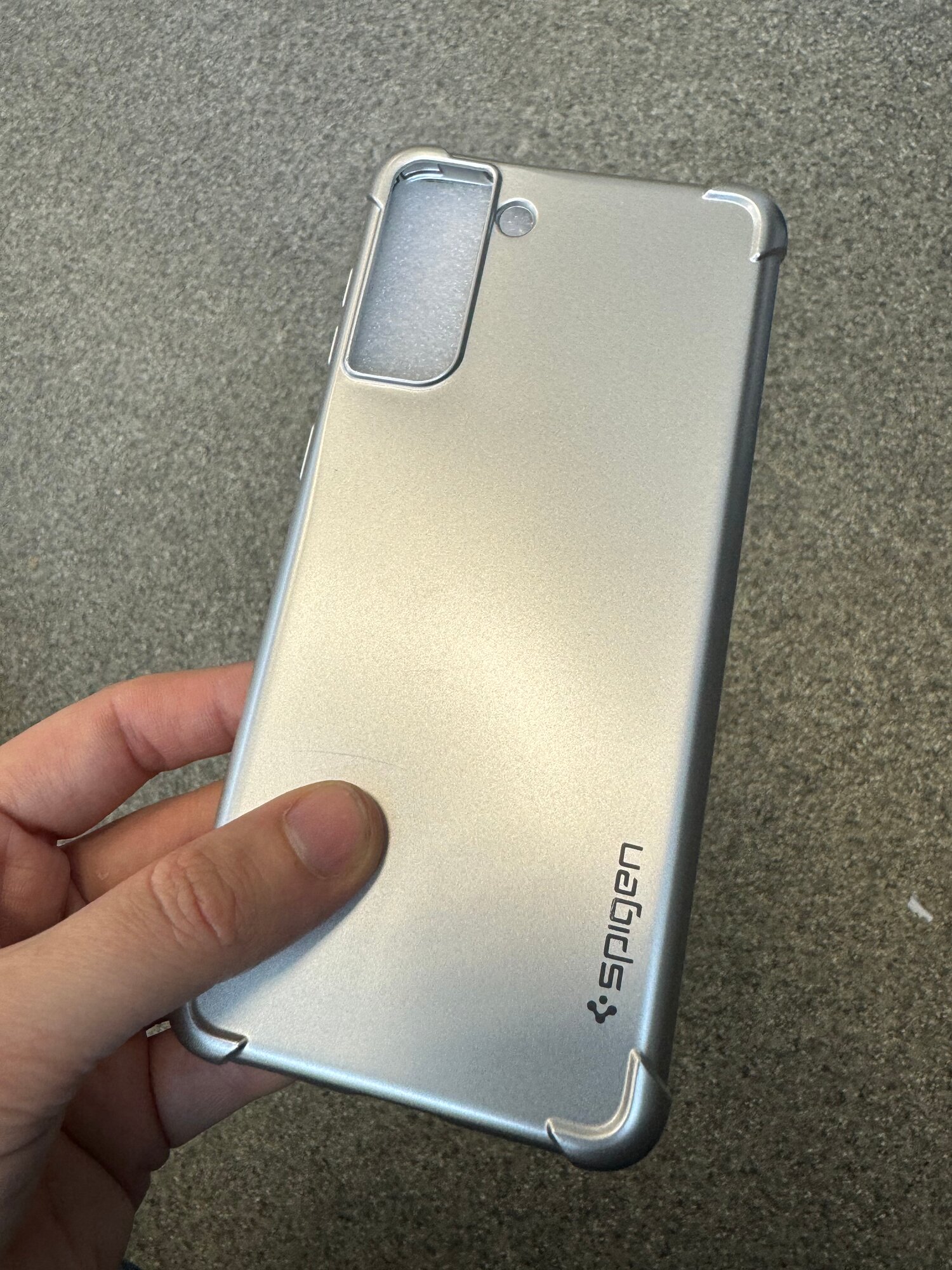 Чехол панель накладка бампер MyPads SPIGEN для Samsung Galaxy S21+ plus (SM-G996) тонкая силиконовая крышка противоударная серебристая MyPads