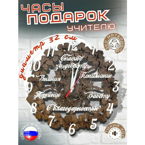 Часы настенные бесшумные из дерева.