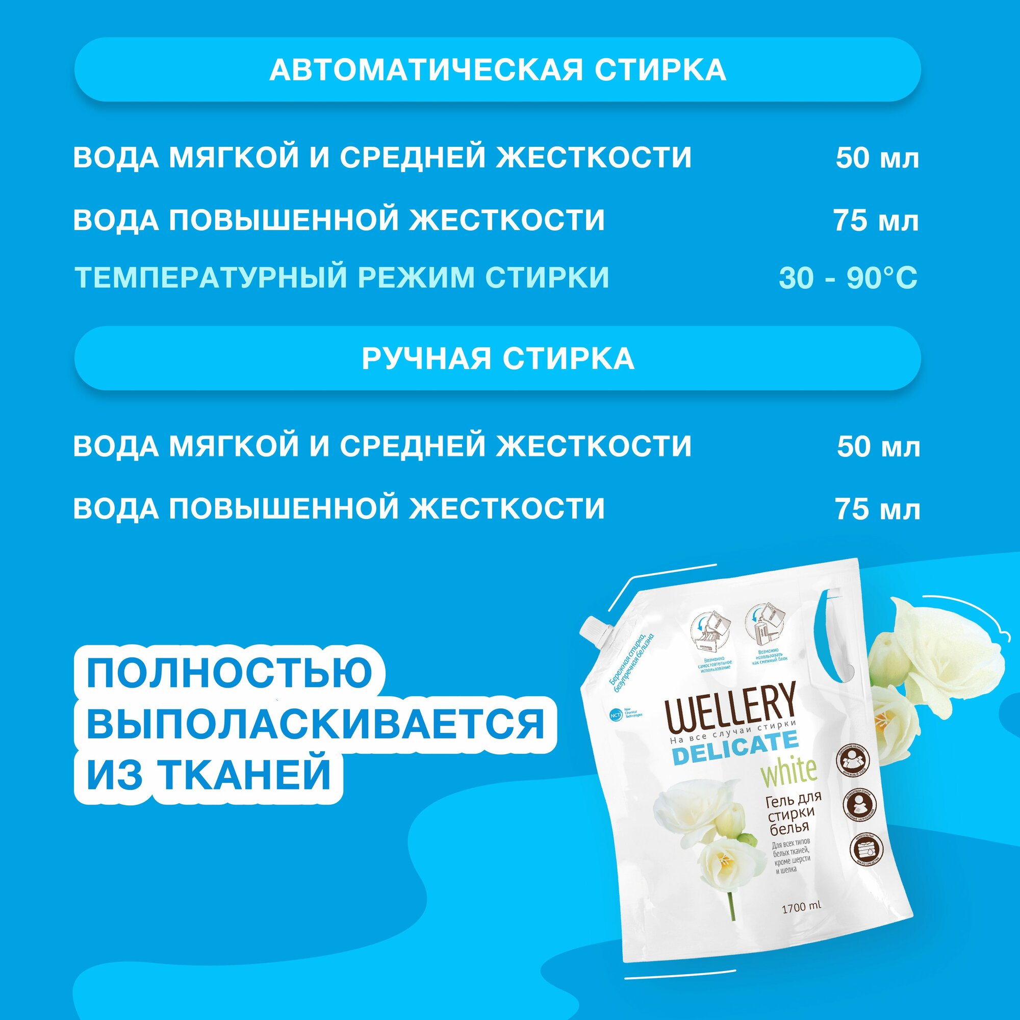 Средство Wellery для стирки, жидкое Delicate white 5 л - фото №10