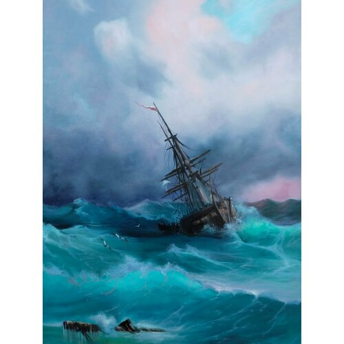 Картина 60х80 см масло, холст, Буря, ручная авторская работа