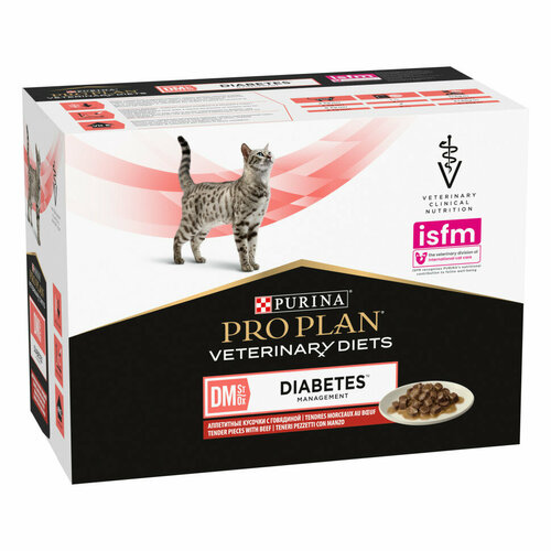 Влажный корм Purina Pro Plan Veterinary Diets (DM) Diabetes Management для любых кошек. Лечение сахарного диабета. Говядина 85гр (10 шт.)