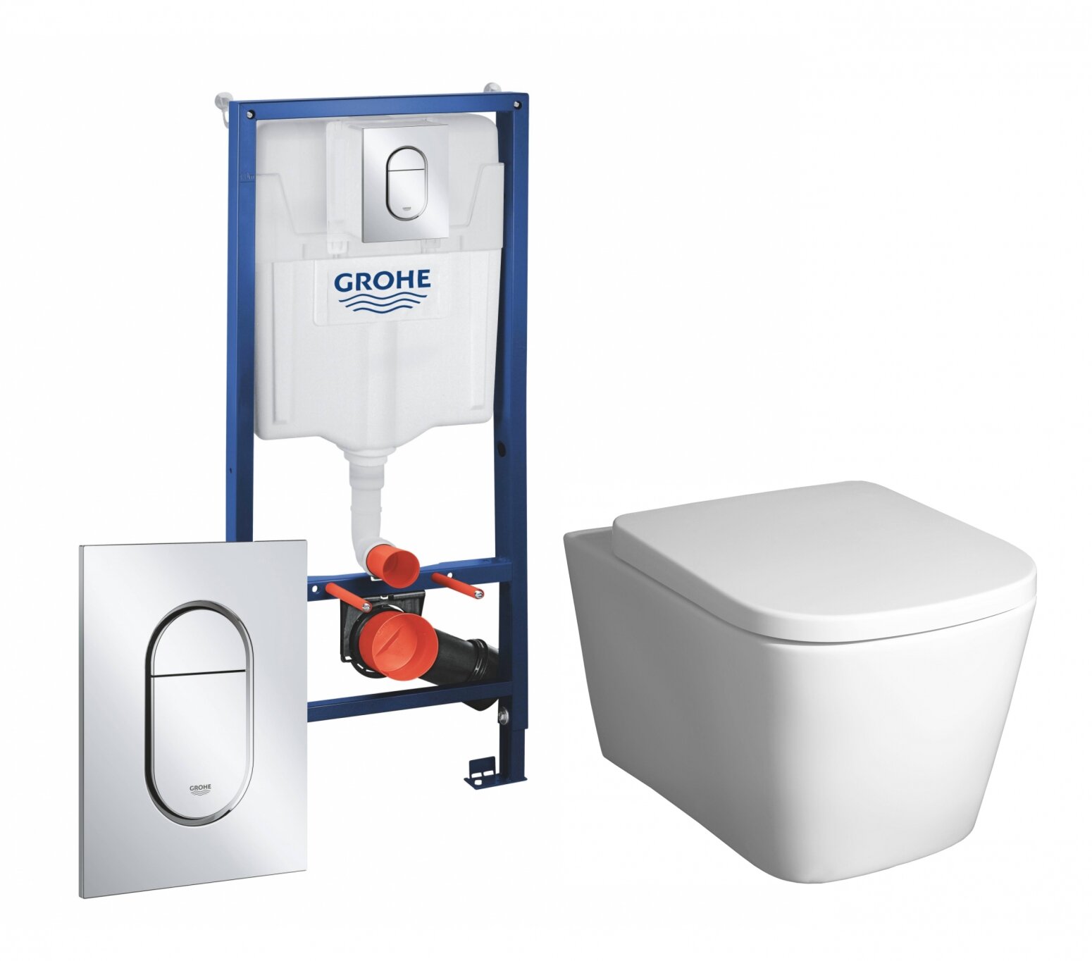 Комплект 3 в 1 инсталляция Grohe Solido 39504000 + Унитаз подвесной BelBagno Albano BB120CHR + кнопка хром