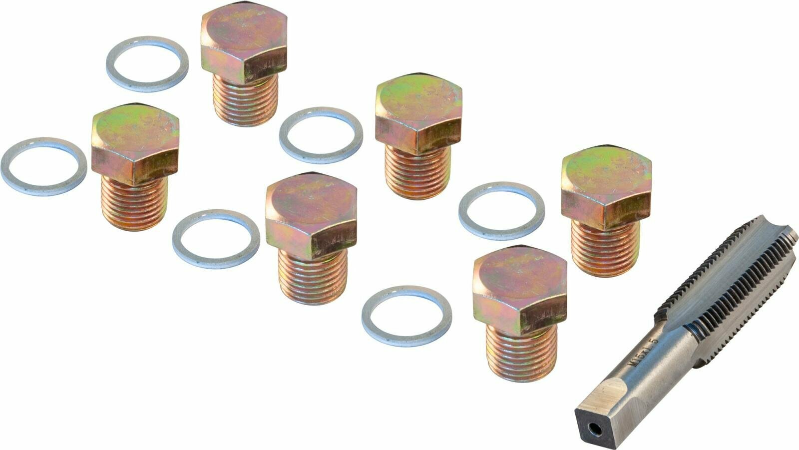 фото Набор THORVIK для восстановления резьбы сливного отверстия поддона M15х1.5, 7 предметов