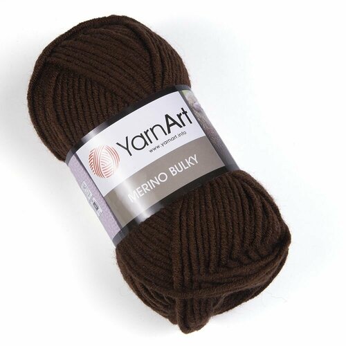 Пряжа Merino Bulky (YarnArt), коричневый - 3067, 30% шерсть, 70% акрил, 5 мотков, 100 г, 100 м.