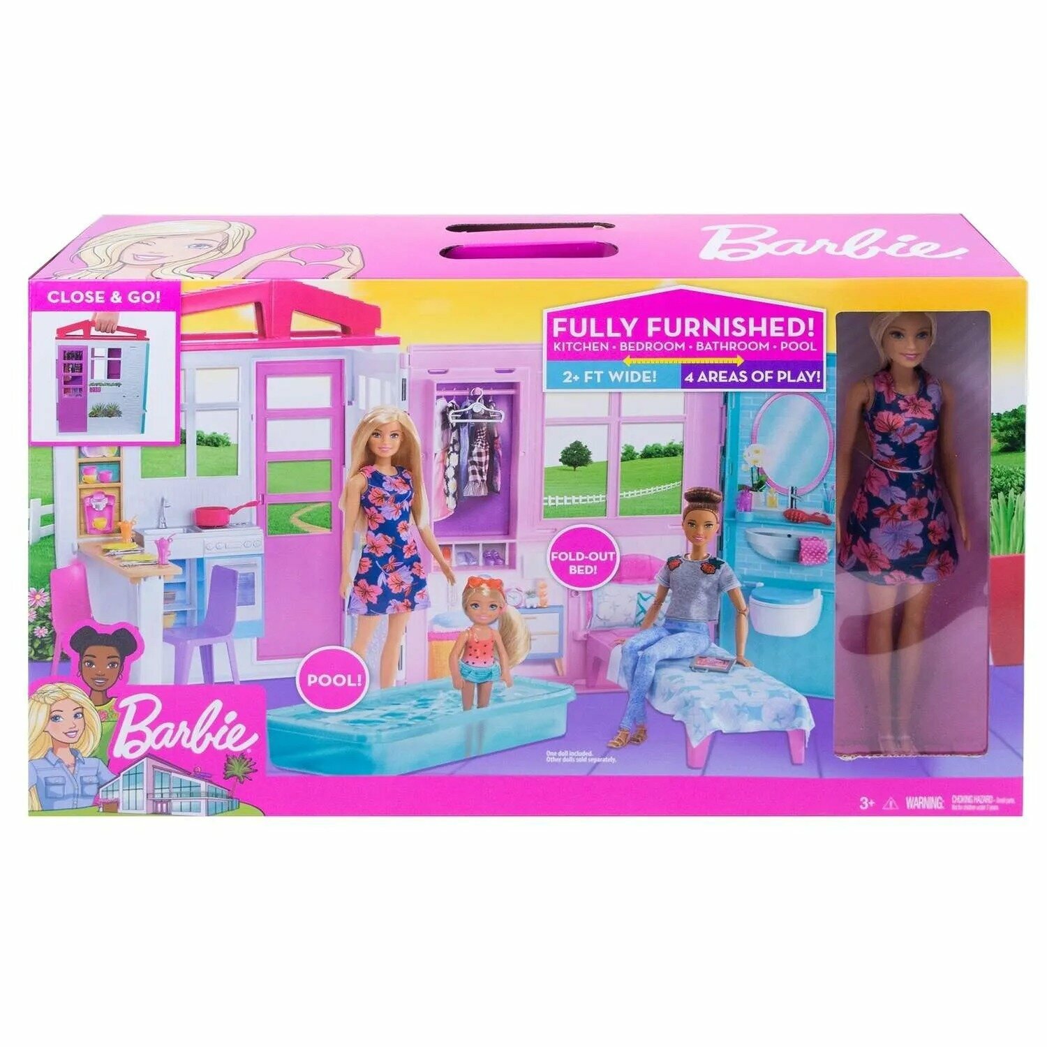 Barbie Кукольный домик FXG55, белый/розовый