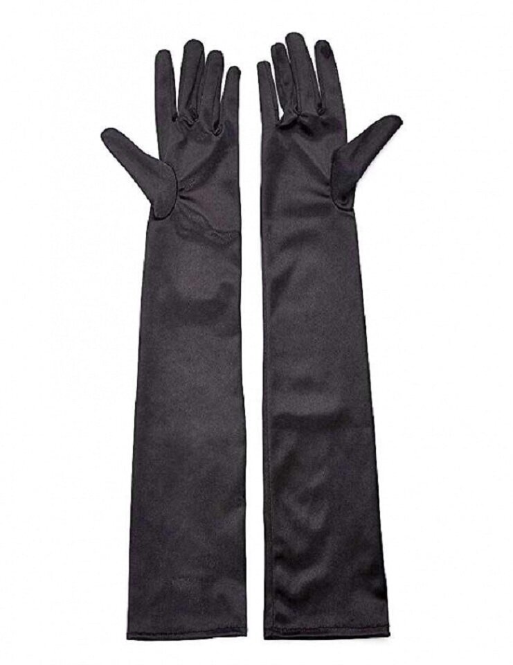 Перчатки трикотажные длинные черные