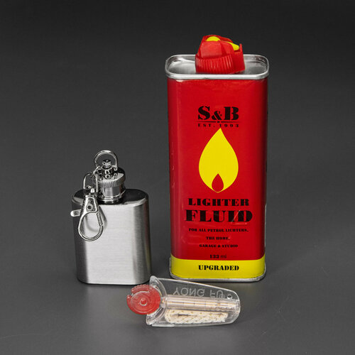 ЗИП набор-заправка для зажигалки: канистра стальная (30 мл), Lighter fluid (133 мл), фитиль (10 см) и кремний (7 шт) газ высокой степени очистки zippo для заправки зажигалок бутан 250 мл 2007583