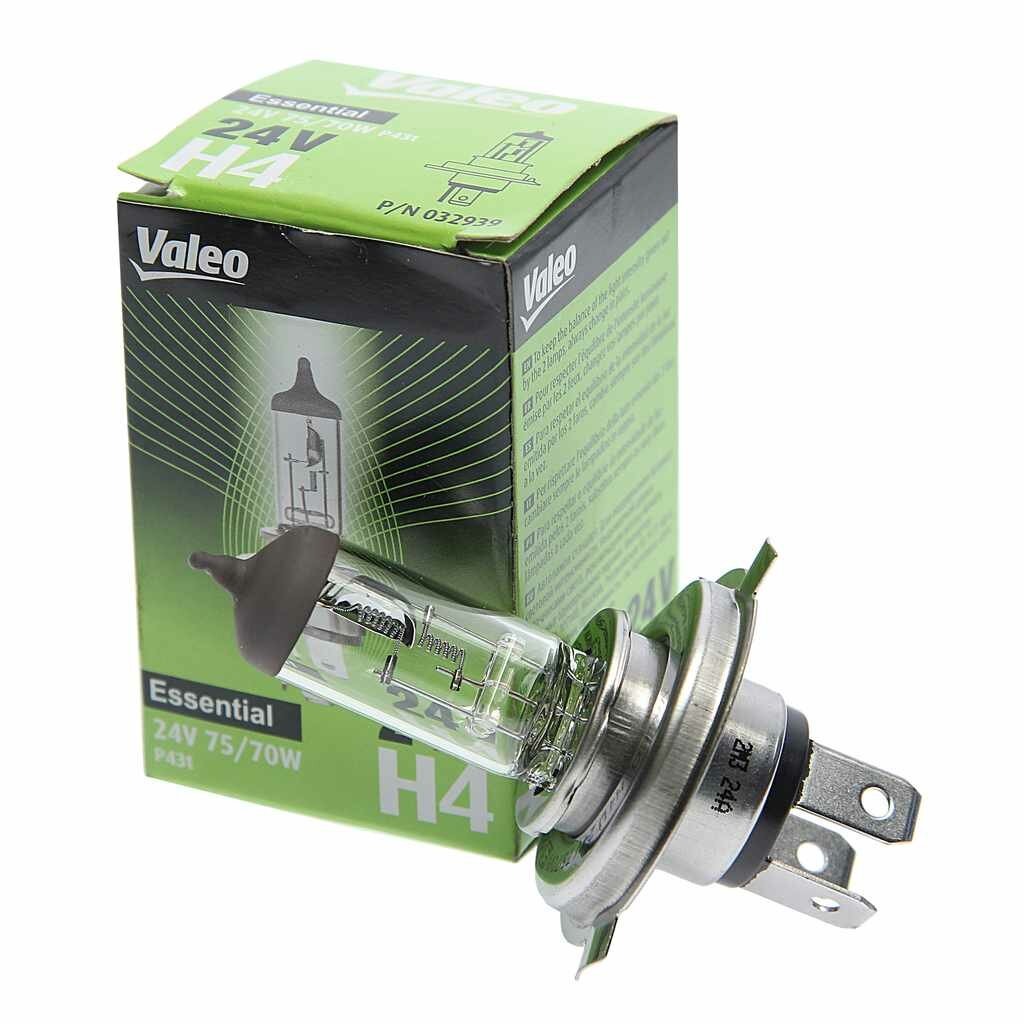 Лампа 24V H4 75/70W P43t-38 3200K (1шт.) Essential, 032939, VALEO