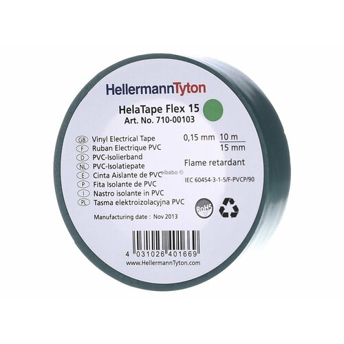 Скотч 10м 15мм зеленый Flex 15-GN15x10m – Hellermann Tyton – 710-00103 – 4031026401669