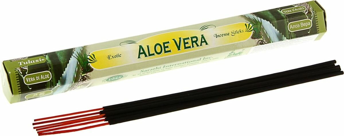 Tulasi ALOE VERA Exotic Incense Sticks, Sarathi (Туласи благовония алоэ (алое) вера, Саратхи), уп. 20 палочек.