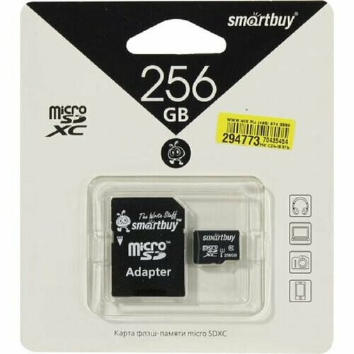 карта памяти smartbuy microsdxc 256gb uhs i с адаптером 10 класс Micro SDXC карта памяти Smartbuy 256GB Class 10 UHS-1 (с адаптером SD)