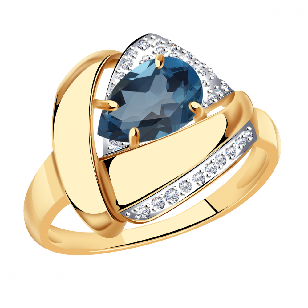 Кольцо Diamant online, золото, 585 проба, фианит, Лондон топаз