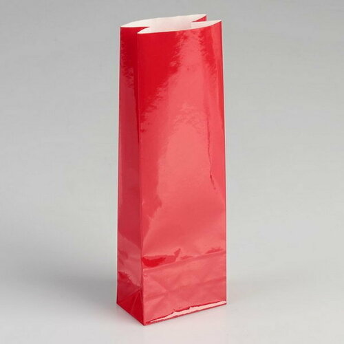 Пакет бумажный фасовочный, глянцевый, красный, 7 x 4 x 21 см, 20 шт.