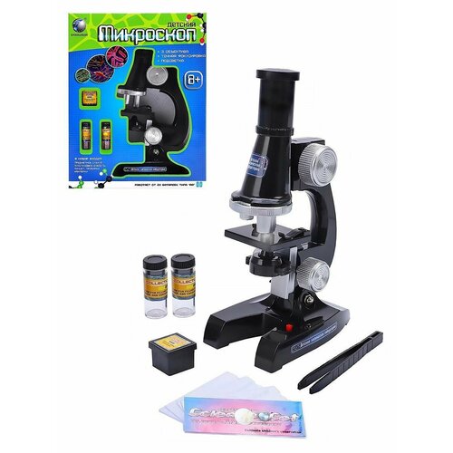 Микроскоп детский черный с аксессуарами (свет) C2119