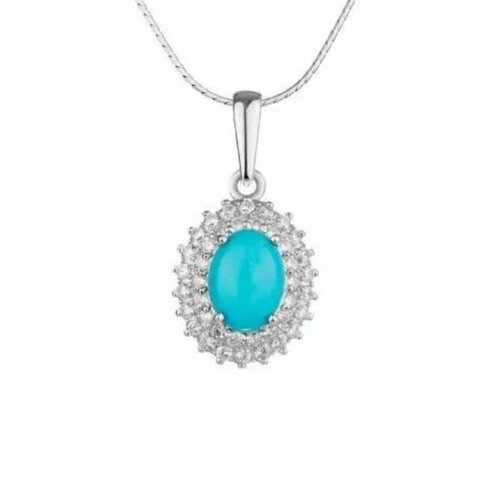Подвеска KAPLI jewelry, серебро, 925 проба, родирование, бирюза, фианит, размер 2 см.