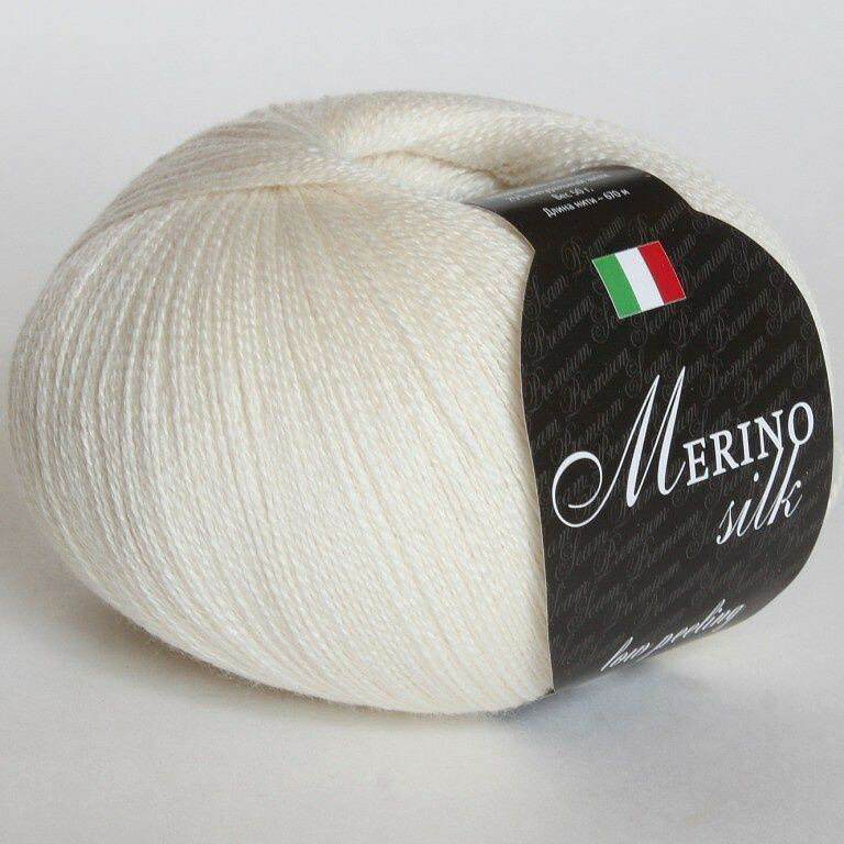 Пряжа Seam MERINO SILK 02 кремовый (2 мотка)