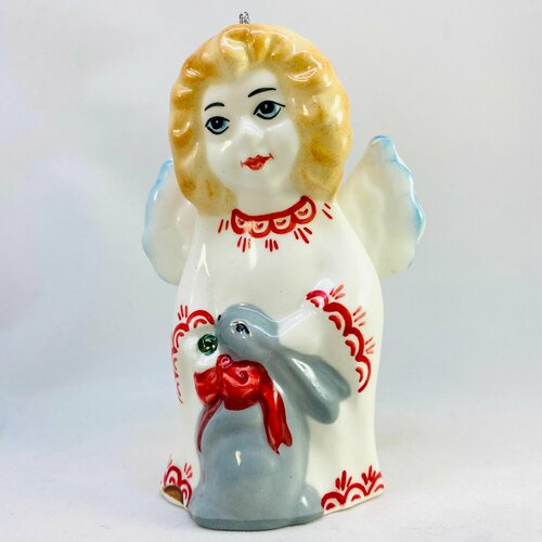 Статуэтка фарфоровая пасхальный ангел с зайкой, игрушка, подарок, сувенир, пасха, 8 марта