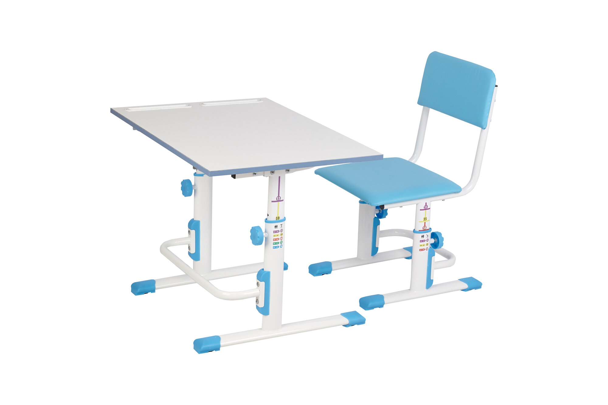 Комплект Polini Kids парта-трансформер M1 и стул регулируемый L 75x55 см белый/синий