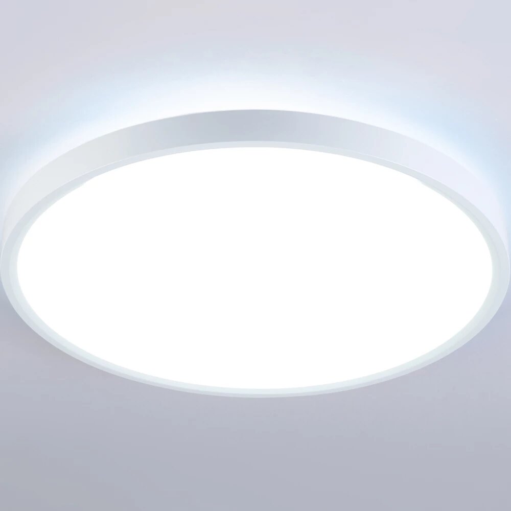 Потолочный светодиодный светильник с подсветкой FZ3001 WH белый IP44 24W+10W 6400+6400К D290*40 (Без ПДУ)