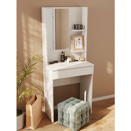 Туалетный столик с зеркалом для спальни гостиной детской Кео СТЛ-130-Белый