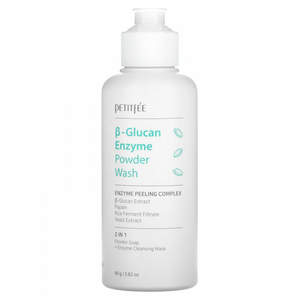 Petitfee, Энзимная пудра для умывания с бета-глюканом, 80 г (2,82 унции)